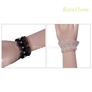 Royal กําไลข้อมือ ประดับไข่มุก ลูกไม้ สไตล์โลลิต้า สําหรับผู้หญิง