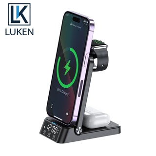 Luken App Watch 4-in-1 แท่นชาร์จโทรศัพท์มือถือไร้สาย ชาร์จเร็ว สําหรับ ip14 13 12 App 13promax watch7