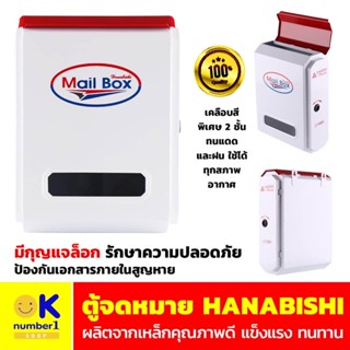 ตู้จดหมาย mail box สีขาว  ตู้ไปรษณีย์ กล่องจดหมาย ตู้จดหมายมินิมอล ใส่ซองเอกสารได้ มีกุญแจล็อค ผลิตจากเหล็กเคลือบสี2ชั้น