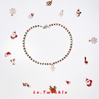 Le.Twinkle 🎄Necklace🎄 สร้อยคอ สีเขียว-แดง ตีม คริสต์มาส Christmas พร้อมจี้