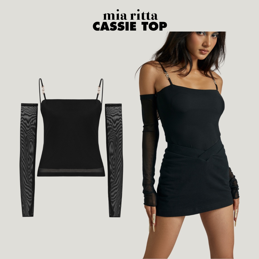 Cassie Top Mia Ritta A2131 เสื้อตาข่ายยืด 2 ชั้น แขนถอดได้