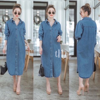 🌈🌿🌼🌸💙🇰🇷Jeans Maxi Dress Shirt Long Sleeve