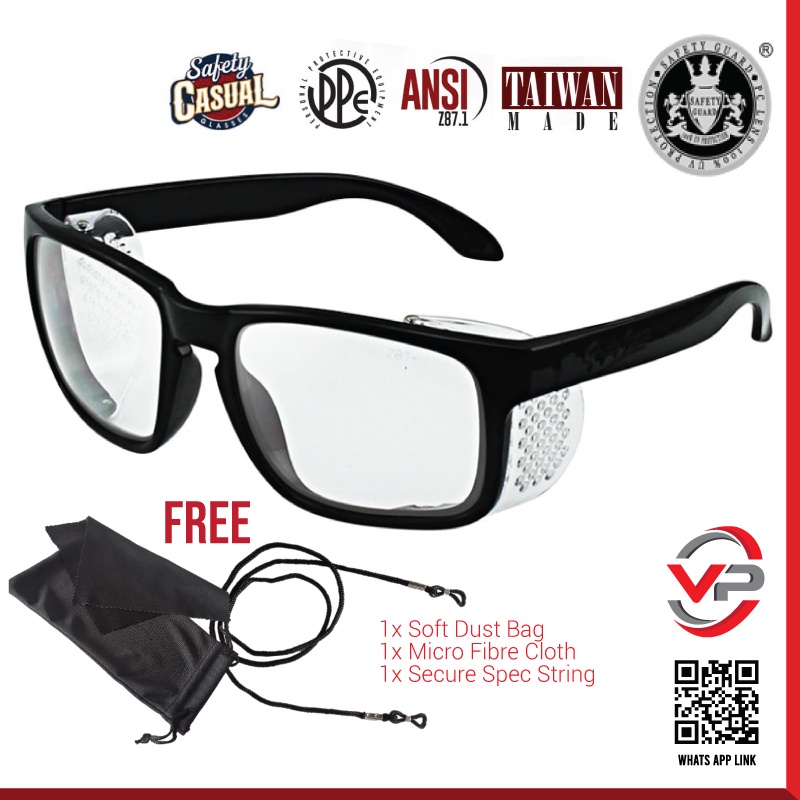 ความปลอดภัย GUARD S-168 SAFETY GLASSES S168 SPEC SAFETY ANSI Z87 100% UV OUTDOOR ALA HOLBROOK BLACK 