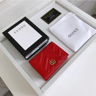 Gucci Womens Ra คุณภาพสูงแบรนด์ใหม่ต้นฉบับพร้อมเคส GG Classic Fashion Flap Card Holder 466492