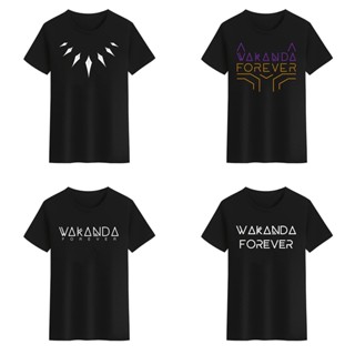 เสื้อยืดคอกลม พิมพ์ลาย Black Panther Wakanda Forever สําหรับผู้ชาย และผู้หญิง มีสีดํา สีขาว