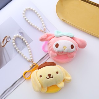 Sanrio กระเป๋าใส่เหรียญ หูฟัง ประดับลูกปัด ผ้ากํามะหยี่ขนนิ่ม พร้อมสายคล้อง สไตล์สร้างสรรค์