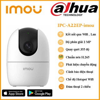 IMOU กล้องวงจรปิด Robot A1 A22EP กล้องWifi ดูออนไลน์ฟรี ปรับหมุนได้ มีฟังชั่นจับภาพตามคน สินค้ารับประกัน 2 ปี