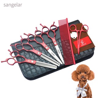 Sangelar ชุดกรรไกรตัดขนสัตว์เลี้ยง อเนกประสงค์ สีแดง 6.5 นิ้ว 5 ชิ้น