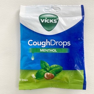 ลูกอมบรรเทาอาการไอ/ Vicks CoughDrops รส Menthol/ อินเดียแท้/ 1 ซอง 20 เม็ด