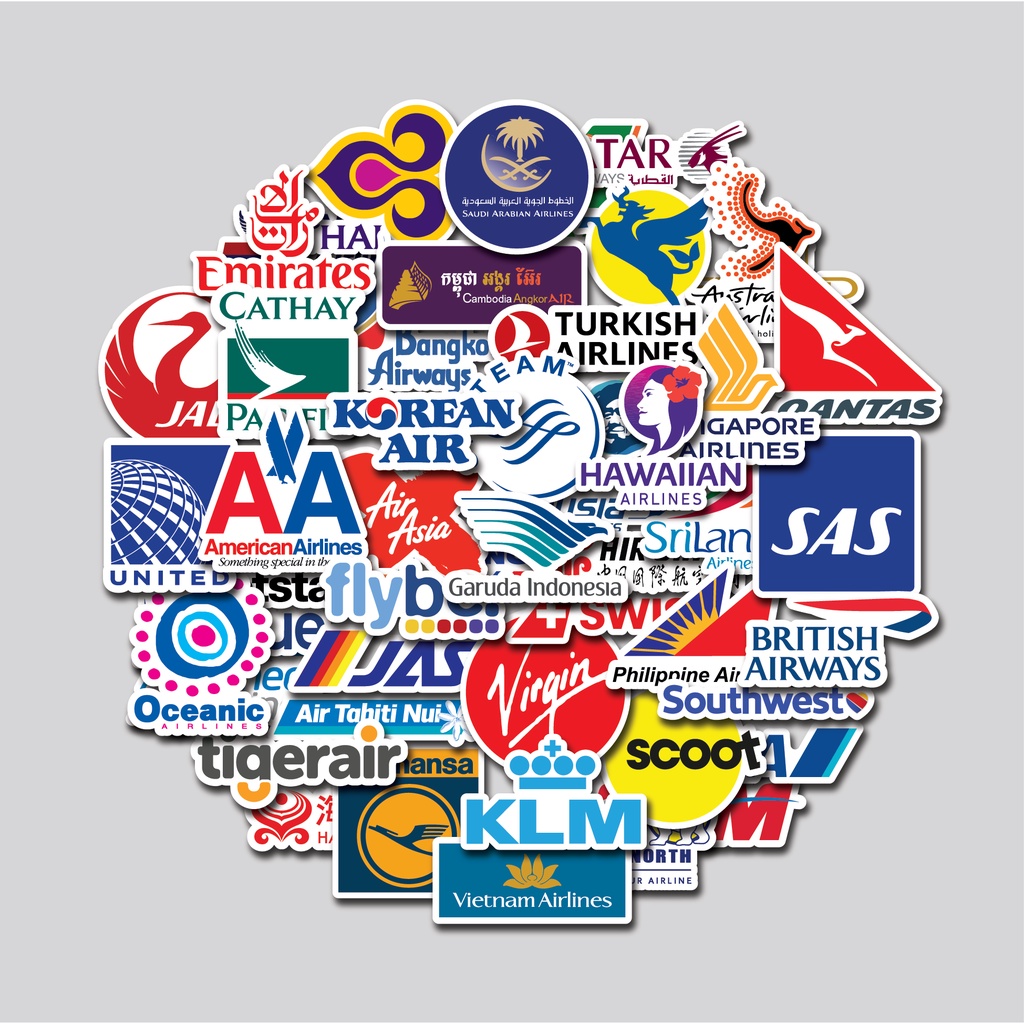 แพ็คสติ๊กเกอร์โลโก้ AIRLINES | สติ๊กเกอร์แก้วน้ําตั้งโต๊ะ | สติ๊กเกอร์หมวกกันน็อค SUITCASE