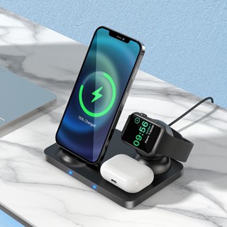 Hoco รุ่น CW33 แท่นชาร์จ 3 in 1 Wireless Charger 15W Fast Charging Station ชาร์จหูฟัง ชาร์จโทรศัพท์ ชาร์จนาฬิกา