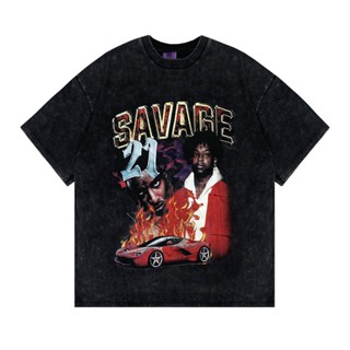 เสื้อยืด Oversize TOXIC1805 21 SAVAGE FLAME ของแท้