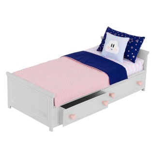 Our Generation PLASTIC DOLL BED W/ BUILT-IN STORAGE DRAWERS BD37926Z