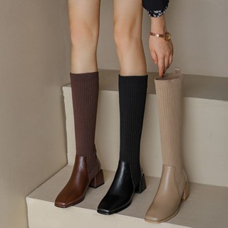 รองเท้า Boots ผ้าถัก ทรงสูง