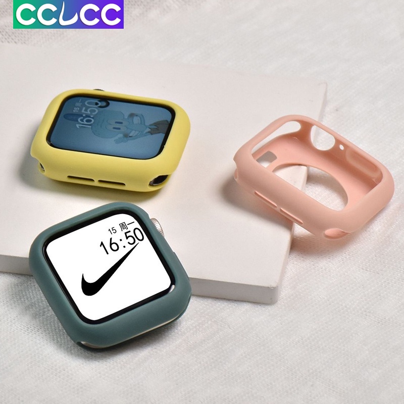 Cclcc เคสนาฬิกาข้อมือ ซิลิโคนนิ่ม สีแคนดี้ สําหรับ Apple Watch Case 8 41/45/42/38 มม. iWatch 4 5 6 SE 40 มม. 44 มม.