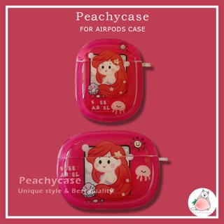 เคสหูฟังไร้สาย ป้องกันการสูญหาย ลายนางเงือก Kawaii Ariel สําหรับ Airpods 2 Pro Air Pod 3 Airpod 1 Pro2