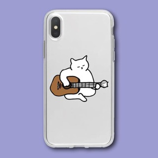 Playing guitar cat เคสไอโฟน iPhone X Xr Xs Max 13 14 11 pro max เคส 14plus 8พลัส case 12 pro ใส cover 7 8plus se2020 TPU