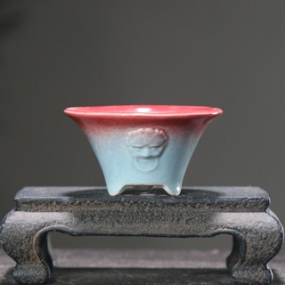 Jingdezhen กระถางดอกไม้เซรามิก เคลือบเงา ไล่โทนสี ขนาดเล็กพิเศษ สีม่วง สําหรับบอนไซ