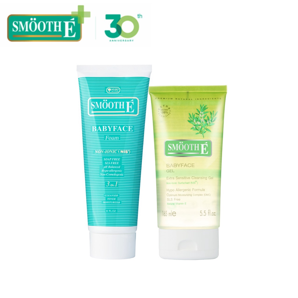Smooth E 30th Anniversary Cleanser Set เซ็ตคลีนเซอร์เจล + โฟม ทำความสะอาดผิว บำรุง ใช้ได้แม้ผิวบอบบา