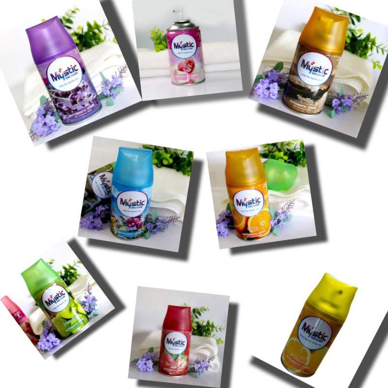 สเปรย์น้ำหอมปรับอากาศ Mystic orchard ดับกลิ่น รีฟีล 250ML สามารถใช้กับเครื่องฉีดของเกรดได้