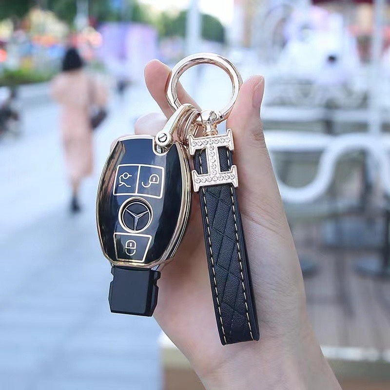 ปลอกหุ้มกุญแจรีโมทรถยนต์​ เคสกุญแจรถยนต์ ซองกุญแจรถยน์ TPU Benz แบบหุ้มเต็มปลอกหุ้มกุญแจรถยนต์ Merce