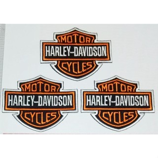 Harley Davidson ฮาร์ลีย์ เดวิดสัน ตัวรีดเสื้อ อาร์มรีดเสื้อ ปักเสื้อผ้าได้ ตกแต่งเสื้อผ้า ทนทาน งาน diy 3 ชิ้น