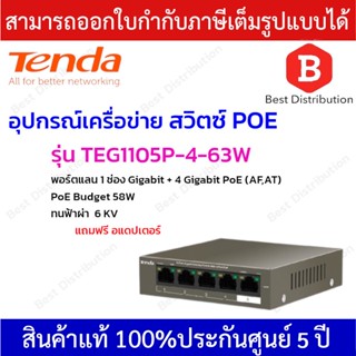 Tenda  Desktop Switch 5-Port Gigabit รุ่น TEG1105P-4-63W