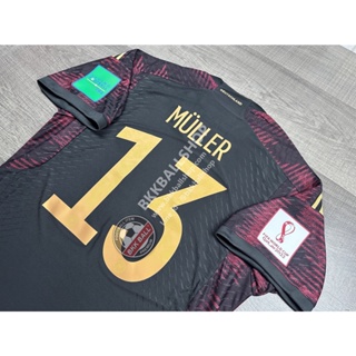 [Player] - เสื้อฟุตบอล ทีมชาติ Germany Away เยอรมัน เยือน เกรดนักเตะ พร้อมเบอร์ชื่อ 13 MULLER และอาร์มฟุตบอลโลก ปี 2022