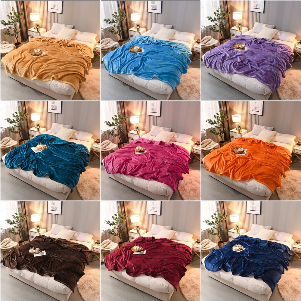 ผ้าห่มนาโน 6 ฟุต เย็บขอบอย่างดี ขนแน่น มี 12 สีให้เลือก