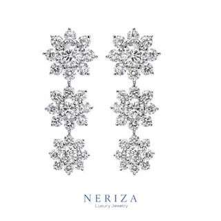 Neriza Jewelry/ต่างหูระย้าเพชรสังเคราะห์ ประกายไฟเทียบเท่าเพชรแท้ จัดส่งฟรีพร้อมกล่องNE035