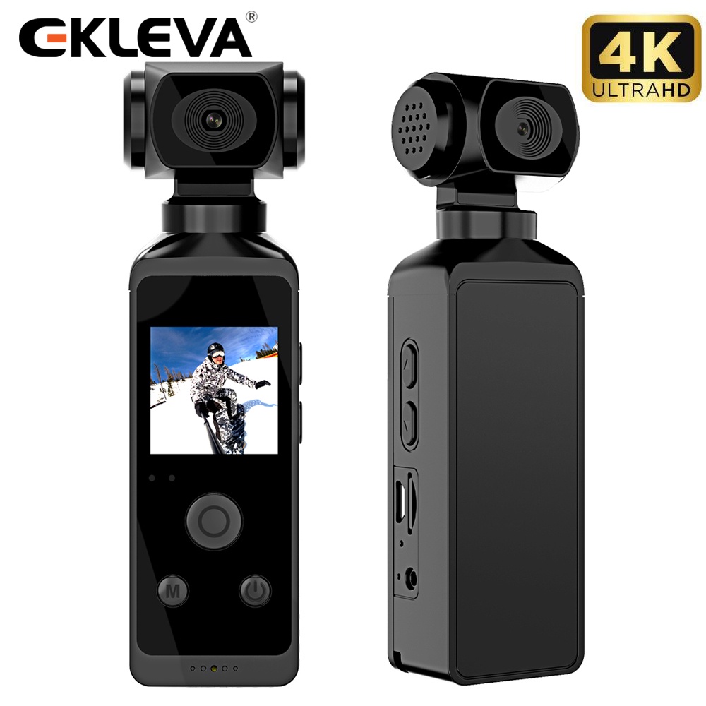 Ekleva 4K Sports Action Camera Pocket Cam 1.3" หน้าจอ HD LCD 270° กล้องกีฬา Wifi หมุนได้ 30FPS พร้อม