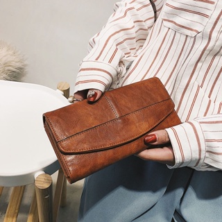 Vintage Trifold Wallet Women Long PU Leather Wallet Female Clutch Purse Hasp Female Phone Bag Girl Card Bags Ladies High