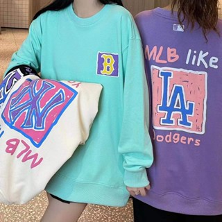 Mlb ของแท้ 100% NYSweatshirts ผู้หญิงแฟชั่นเทรนด์หลวมสบายเสื้อกันหนาวกลางแจ้งชุดลําลองกันลมที่อบอุ่น