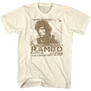 Drew First Blood Rambo T-Shirt เสือยืดผู้ชาย เสื้อตราหานคู่ เสื้อยืดแฟชั่น เสื้อเชิ้ตชาย