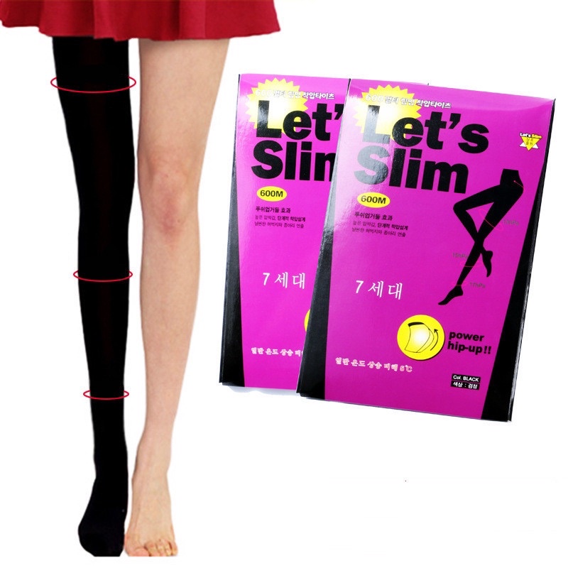 พร้อมส่ง ถุงน่องกันหนาวไม่บุขน Let’s slim เกาหลี ยกกระชับสะโพก กระชับต้นขา2-3เซนทันทีหลังใส่ ถุงน่องสลิม ถุงน่องยกก้น