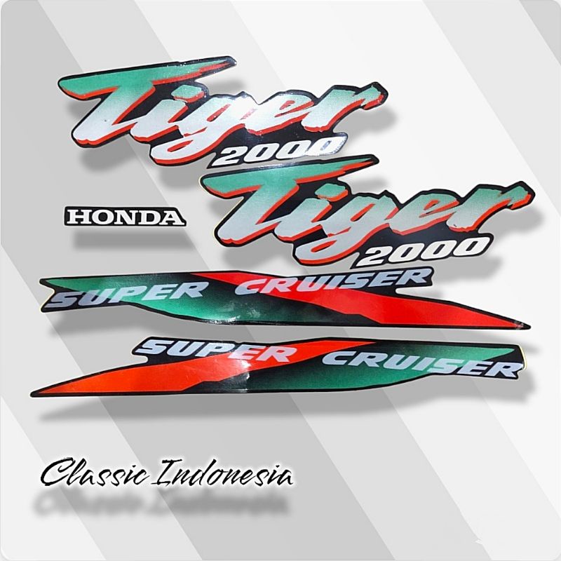 MERAH HIJAU Honda Tiger Old Tiger 2000 Green Red Striping Sticker