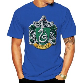 เสื้อยืดแฟชั่น ลายตลก Slytherin สีดํา สีขาว สําหรับผู้ชาย