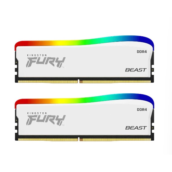 แรมพีซี Kingston Ram PC DDR4 16GB/3600MHz.CL17 (8GBx2) Fury Beast RGB Special Edition (White)