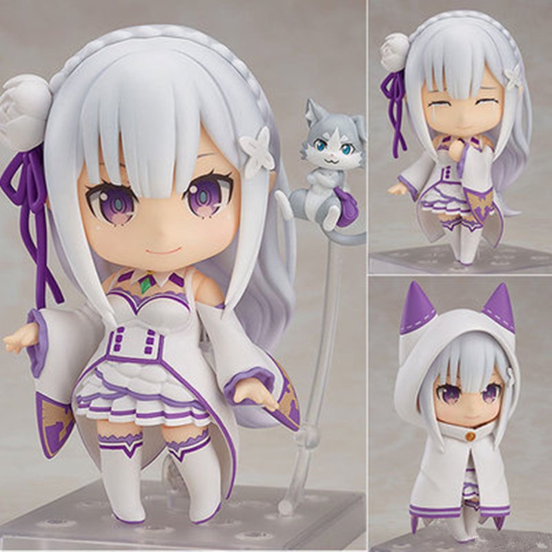 จมูกดี Emilia nendoroid (Gsc Ver.) อะนิเมะ Action Re: Life Different World From Zero Rem รูป 10 ซม.ใ