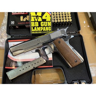 (โปร) แบลงค์กัน AKSA M1911 ลาย COLTS 100ปี (1897) สีเงินเงา 2แม็กกาซีน + แถมลูก1กล่อง + ซองผ้า