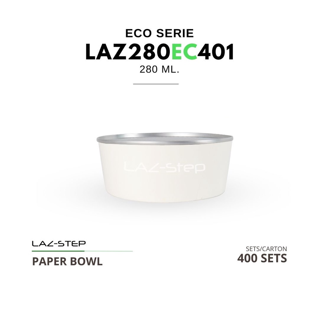 LAZ-Step ถ้วยกระดาษฝาดึง PPB  ขนาด 280 ml. LAZ280EC401  (ลังละ 400 ชุดรวมฝา) ต้องปิดด้วยเครื่อง