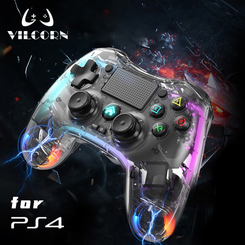 จอยสติ๊กควบคุมเกมไร้สาย BT RGB สั่นสะเทือน สําหรับ PS5 PS4 Slim Pro PC Steam Console Game Joysticks