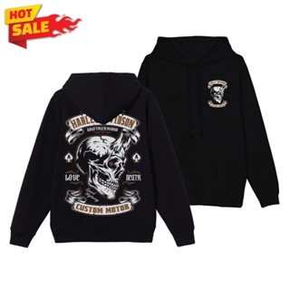 เสื้อฮู้ดดี้และเสื้อกันหนาวแขนยาวสกรีนลาย Devil Skull HD