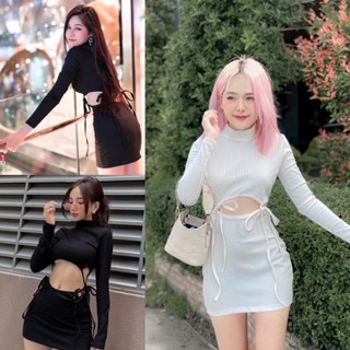 Minidress ‘  มินิเดรส ดีเทลผูกต่อกระโปรงเก๋เก๋  สไตล์มินิมอล น้อยแต่มาก  น้อยแต่ดีย์ ทรงเข้ารูปพอดีน๊าาา