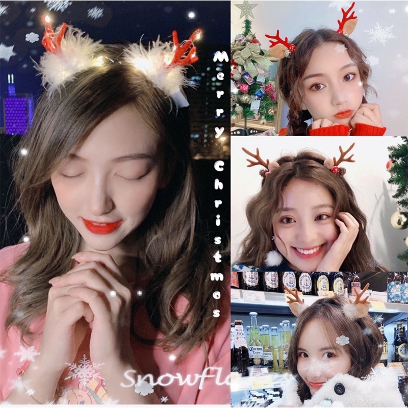 {พร้อมส่ง}Christmas ที่คาดผมคริสต์มาสเขากวางเรนเดียร์มีไฟLEDสวยน่ารัก2024 สำหรับผู้หญิง เด็ก