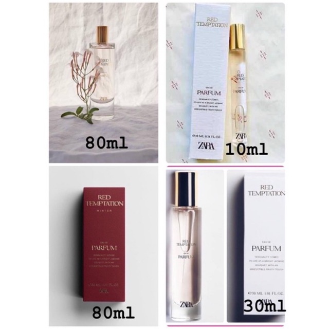 น้ำหอมซาร่าแท้ zara red temptation red winter red summer ขนาด 10ml 30ml 80ml