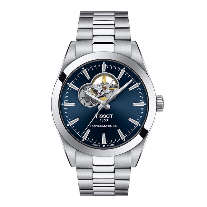 Tissot Gentleman Powermatic 80 Open Heart ทิสโซต์ เจนเทิลแมน สีน้ำเงิน เทา T1274071104101 นาฬิกาผู้ช