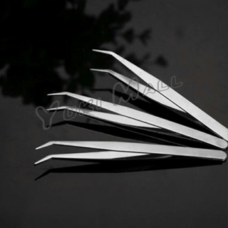 Yuki คีบหนีบสแตนเลส คีมหนีบอเนกประสงค์ มี 2 แบบ ปากคีบงอ ปากคีบแหลม  Stainless steel tweezers