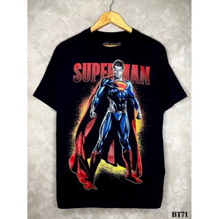 Supermanเสื้อยืดสีดำสกรีนลายBT71