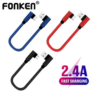 Fonken Micro Usb สายเคเบิ้ลสั้น 90 องศาสายชาร์จโทรศัพท์มือถือ Usb C 25 ซม. สําหรับ Xiaomi Samsung Android